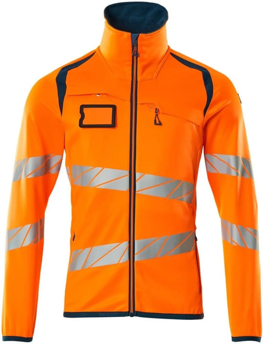 Accelerate Safe Fleecetrui met rits 19103-315 - hi-vis oranje/donkerpetrol de Mascot, Hi-vis oranje, Donkerpetrol, XXL – image du produit