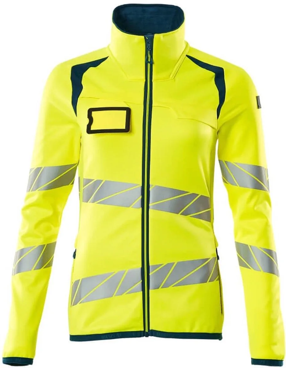 Accelerate Safe Fleecetrui met rits 19153-315 - hi-vis geel/donkerpetrol von Mascot, Hi-vis geel, Donkerpetrol, 3XL – Produktbild