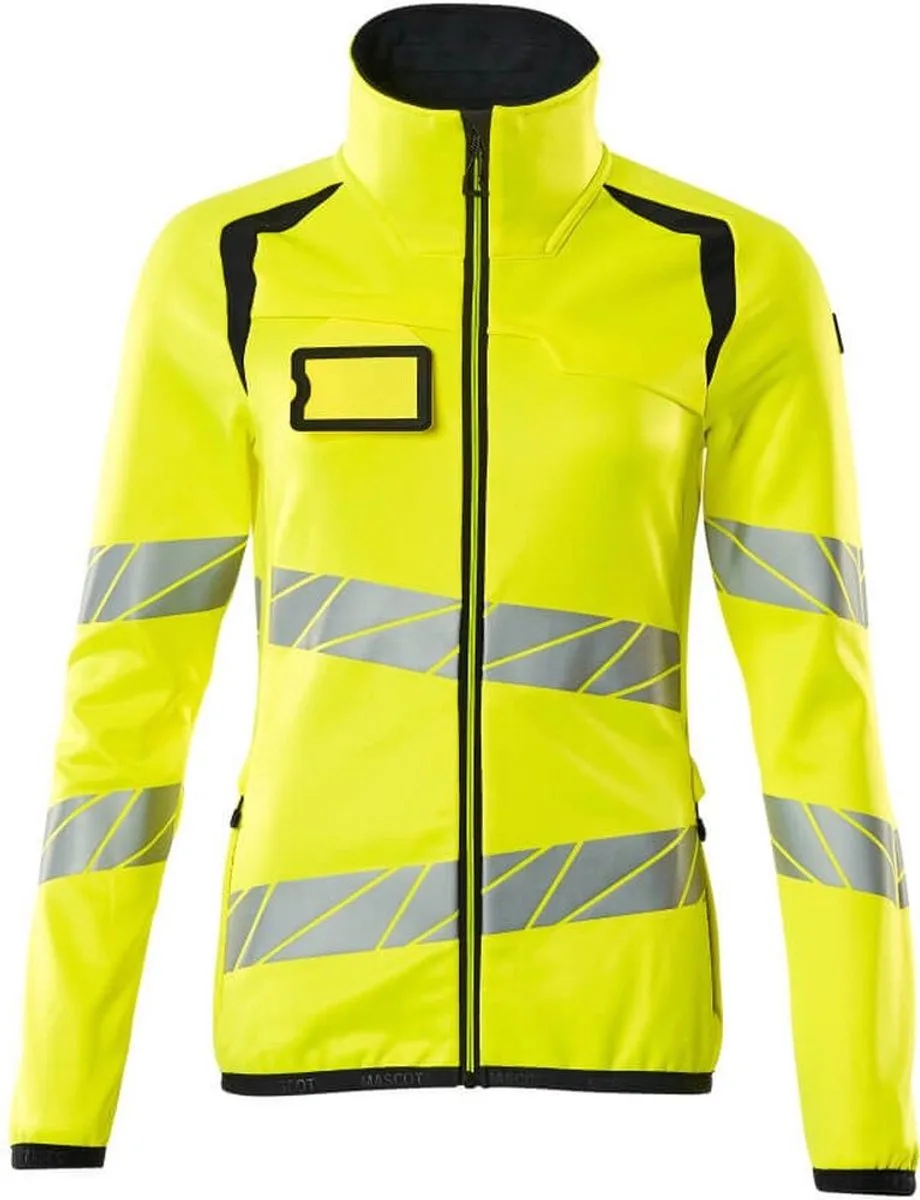 Accelerate Safe Fleecetrui met rits 19153-315 - hi-vis geel/donkermarine van Mascot, Hi-vis geel, Donkermarine, XXL – productafbeelding