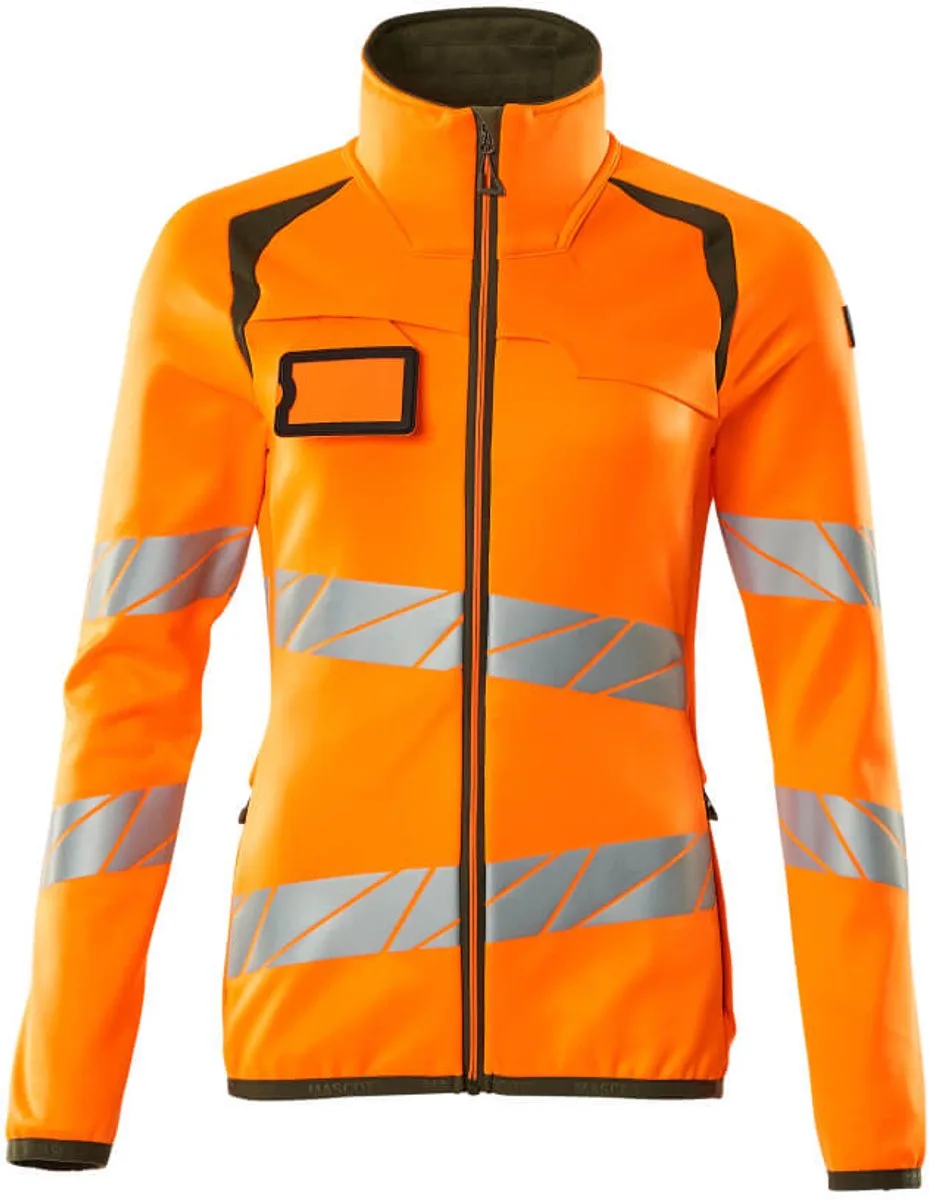 Accelerate Safe Fleecetrui met rits 19153-315 - hi-vis oranje/mosgroen von Mascot, Hi-vis oranje, Mosgroen, L – Produktbild