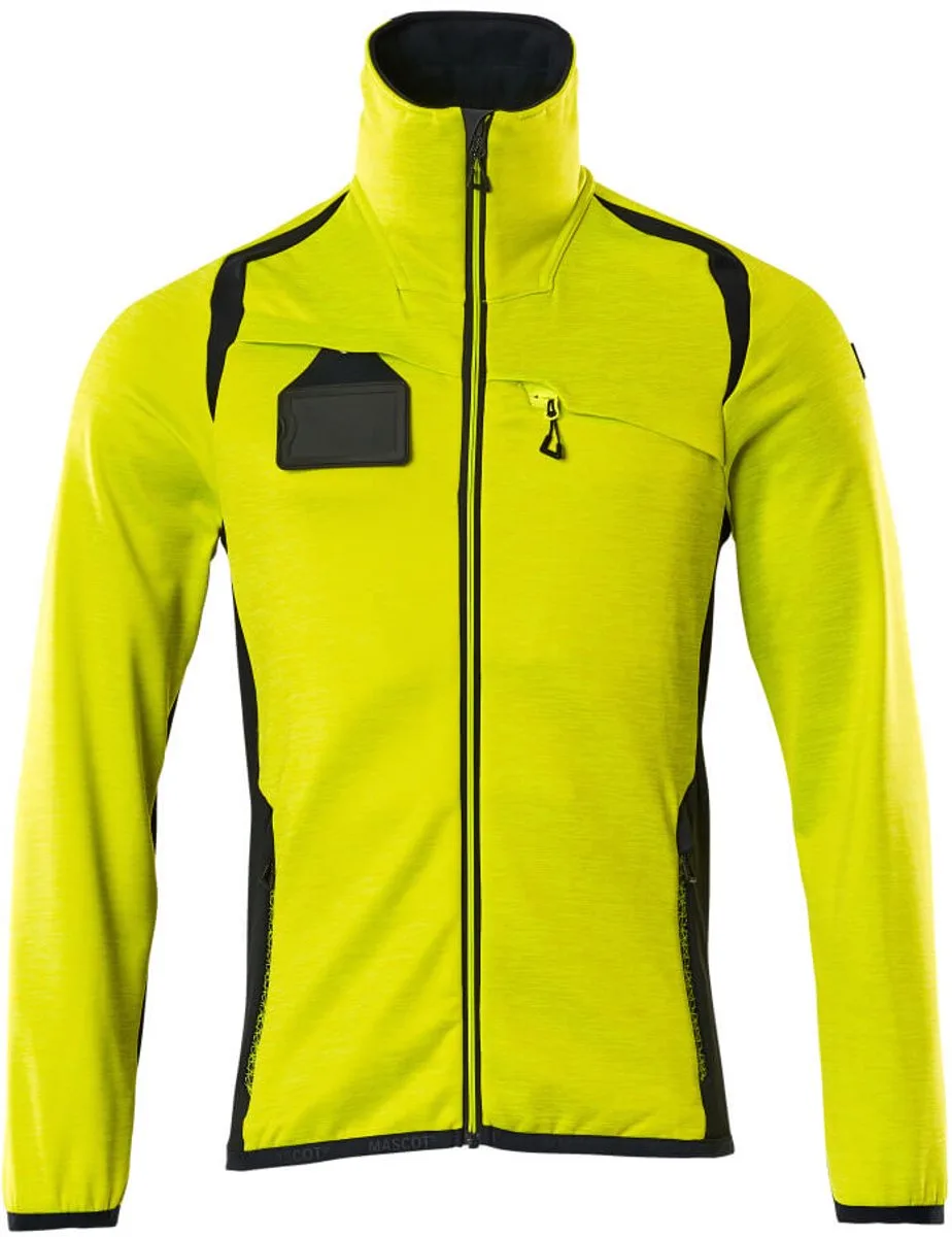 Accelerate Safe Fleecetrui met rits 19403-316 - hi-vis geel/donkermarine fra Mascot, Hi-vis geel, Donkermarine, XXL – produktbillede