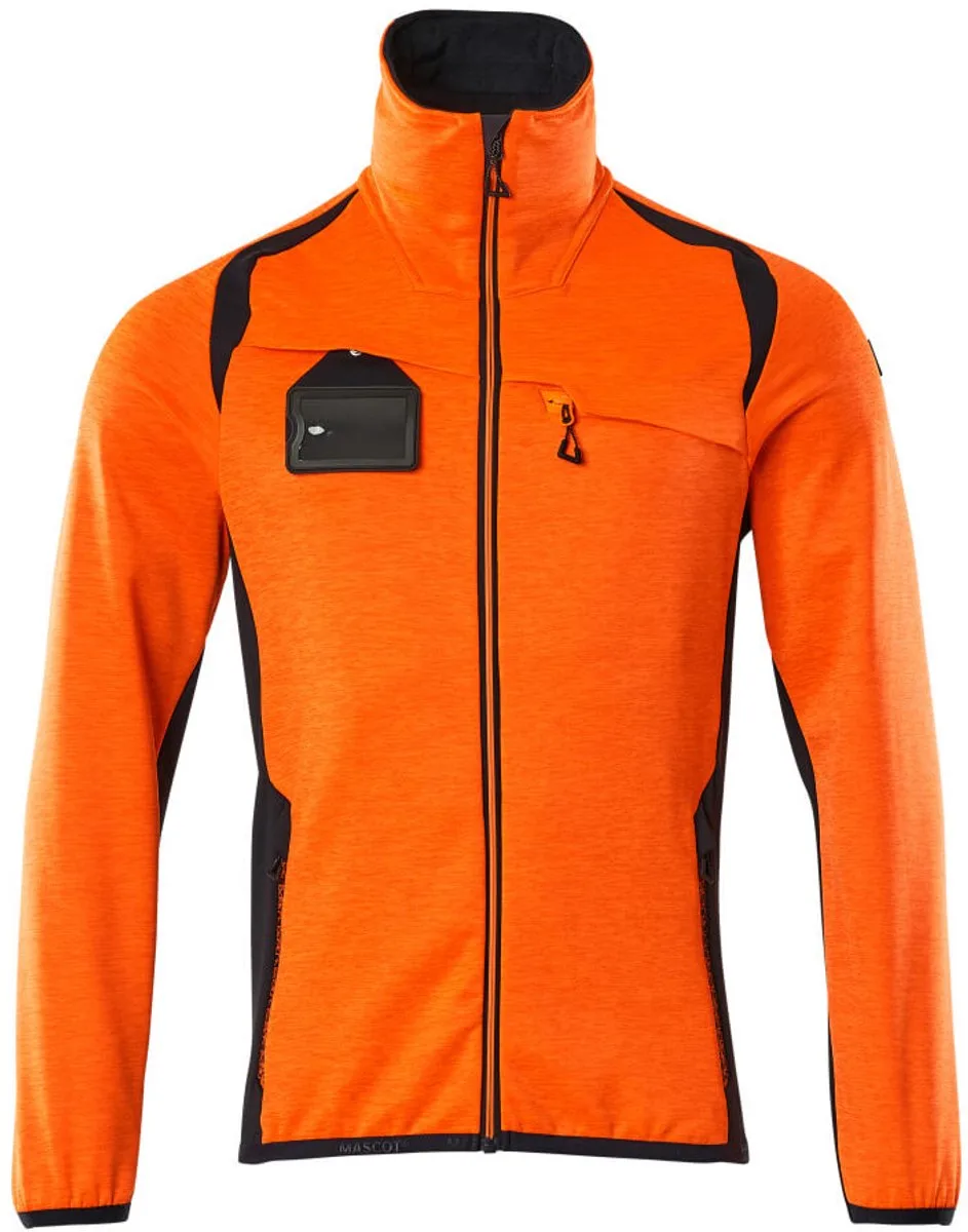 Accelerate Safe Fleecetrui met rits 19403-316 - hi-vis oranje/donkermarine von Mascot, Hi-vis oranje, Donkermarine, S – Produktbild