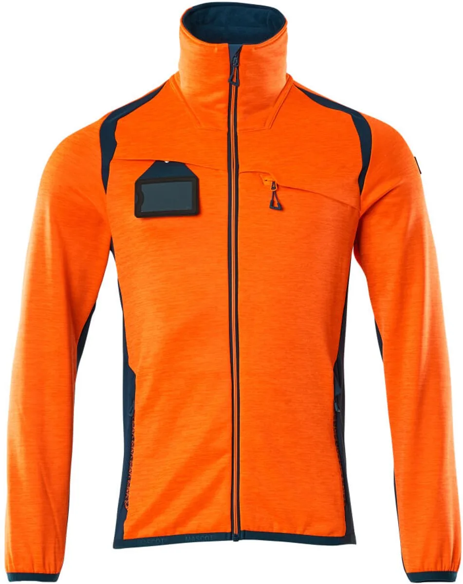 Accelerate Safe Fleecetrui met rits 19403-316 - hi-vis oranje/donkerpetrol von Mascot, Hi-vis oranje, Donkerpetrol, S – Produktbild