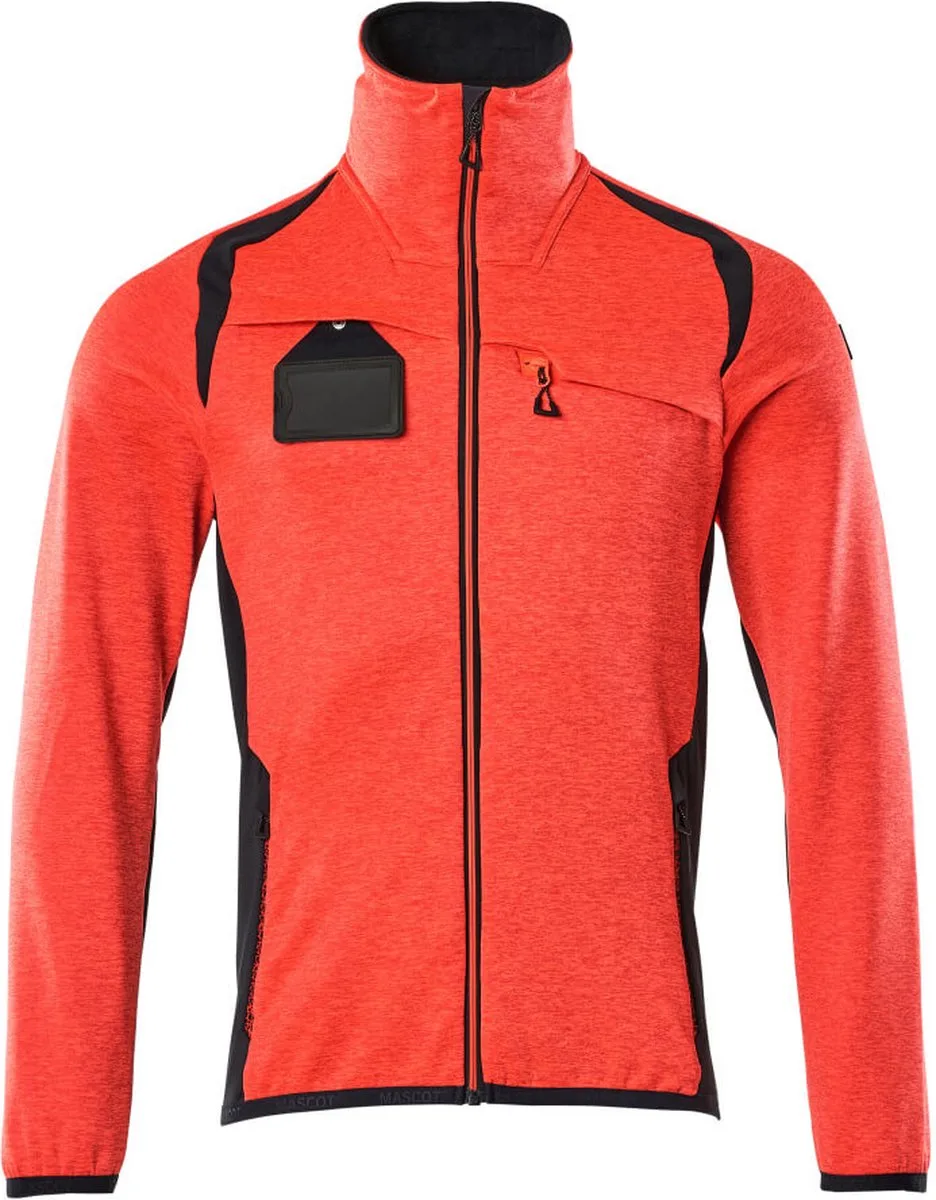 Accelerate Safe Fleecetrui met rits 19403-316 - hi-vis rood/donkermarine von Mascot, Hi-vis rood, Donkermarine, 5XL – Produktbild