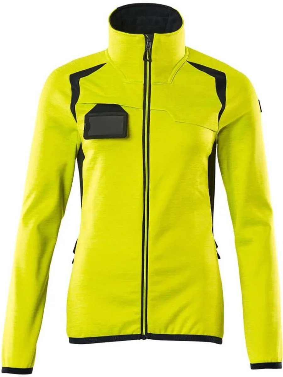 Accelerate Safe Fleecetrui met rits 19453-316 - hi-vis geel/donkermarine van Mascot, Hi-vis geel, Donkermarine, XXL – productafbeelding