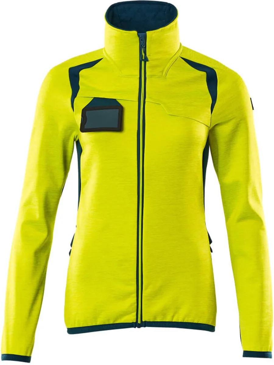 Accelerate Safe Fleecetrui met rits 19453-316 - hi-vis geel/donkerpetrol von Mascot, Hi-vis geel, Donkerpetrol, XXL – Produktbild