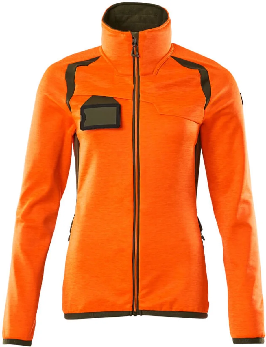Accelerate Safe Fleecetrui met rits 19453-316 - hi-vis oranje/mosgroen fra Mascot, Hi-vis oranje, Mosgroen, XXL – produktbillede