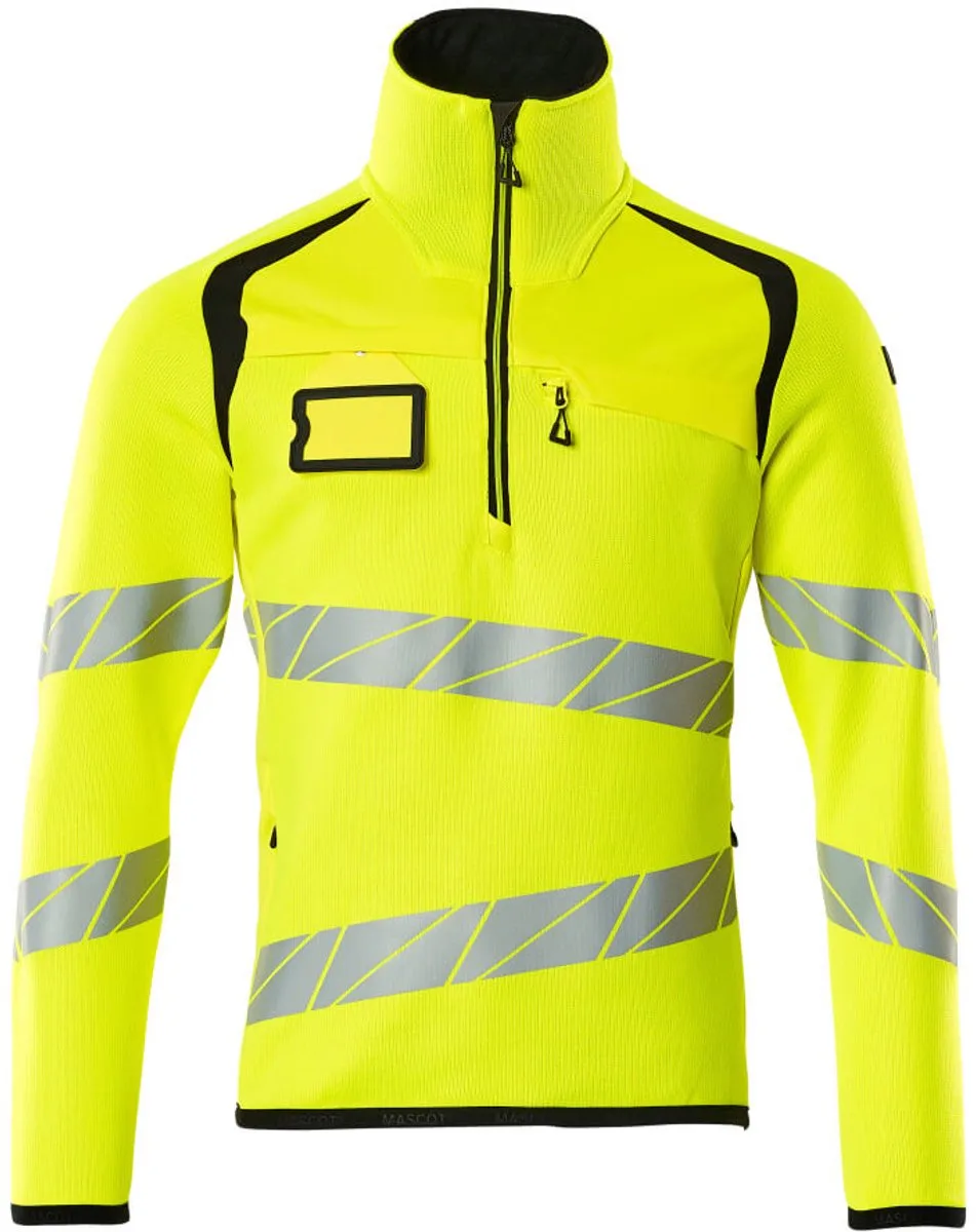 Accelerate Safe Gebreide trui met korte rits 19005-351 - Hi-Vis geel/zwart de Mascot, Hi-Vis geel, Noir, XXL – image du produit