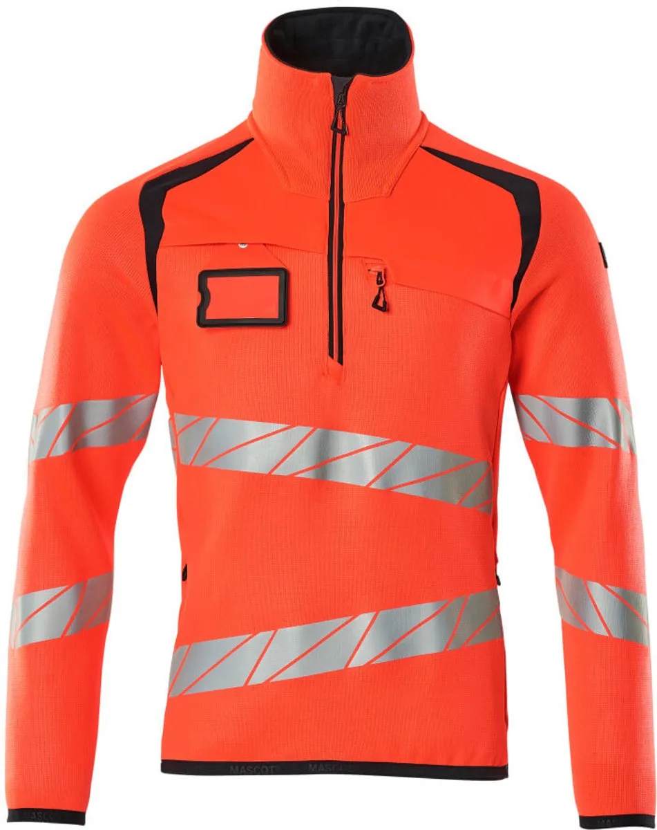 Accelerate Safe Gebreide trui met korte rits 19005-351 - hi-vis rood/donkermarine de Mascot, Hi-vis rood, Donkermarine, XXL – image du produit