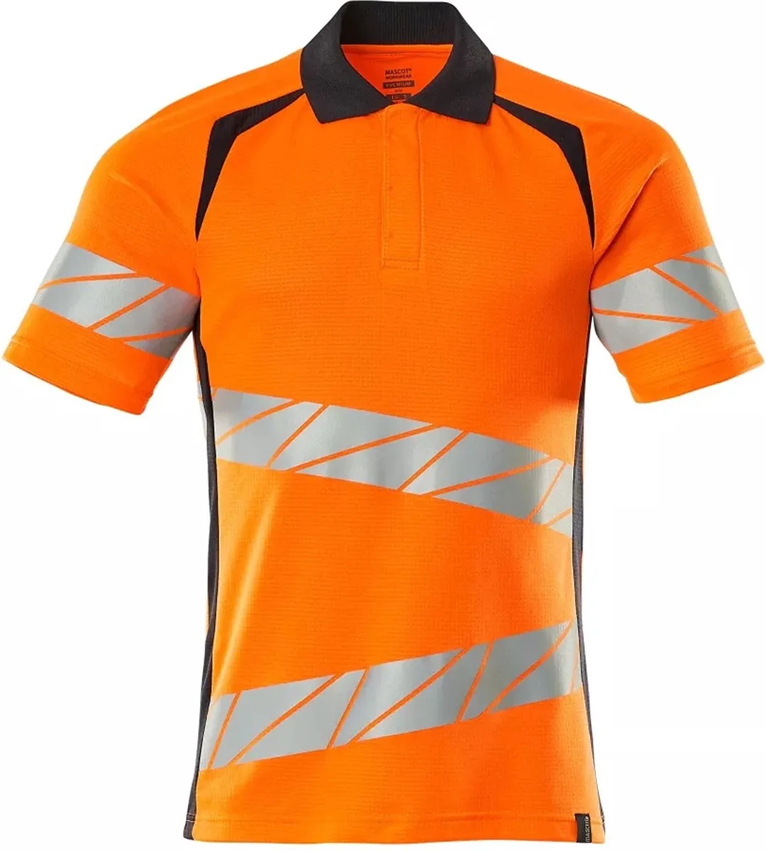 Accelerate Safe Poloshirt 19083-771 - hi-vis oranje/donkermarine von Mascot, Hi-vis oranje, Donkermarine, S – Produktbild