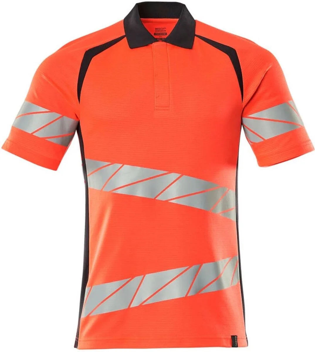 Accelerate Safe Poloshirt 19083-771 - hi-vis rood/donkermarine fra Mascot, Hi-vis rood, Donkermarine, XXL – produktbillede