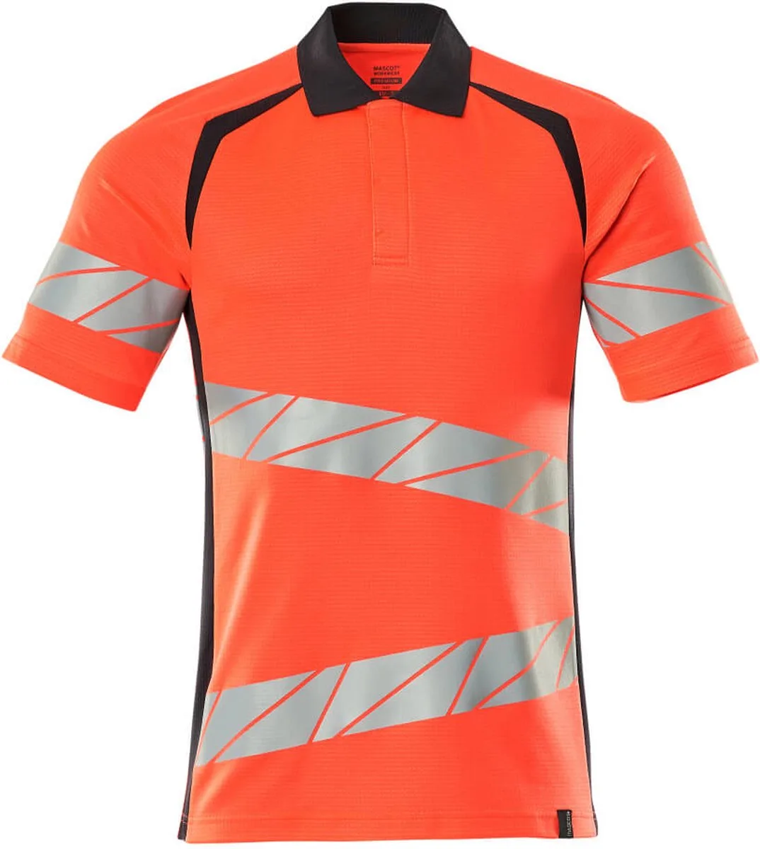 Accelerate Safe Poloshirt 19083-771 - hi-vis rood/donkermarine von Mascot, Hi-vis rood, Donkermarine, L – Produktbild