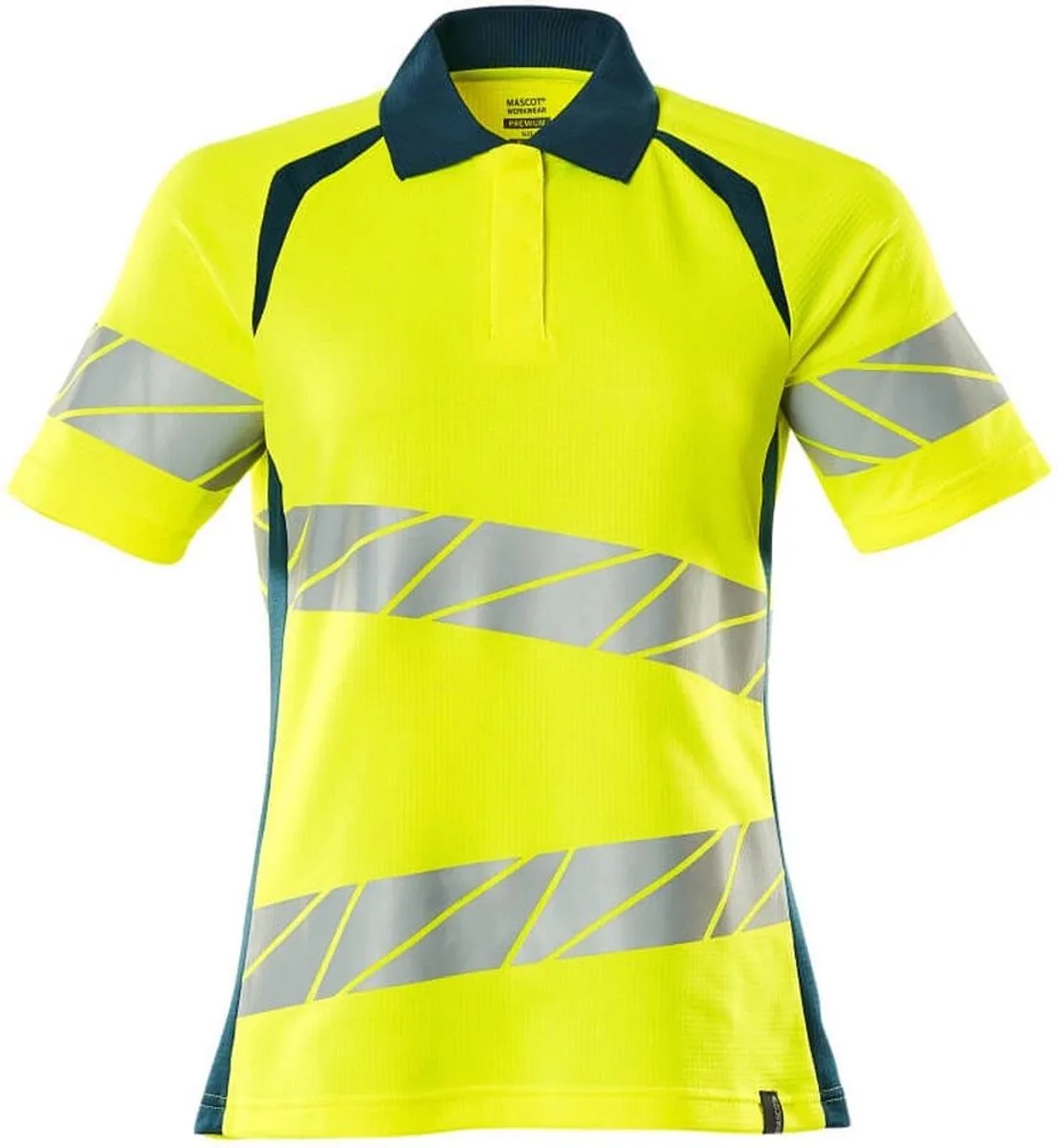 Accelerate Safe Poloshirt 19093-771 - hi-vis geel/donkerpetrol von Mascot, Hi-vis geel, Donkerpetrol, XXL – Produktbild