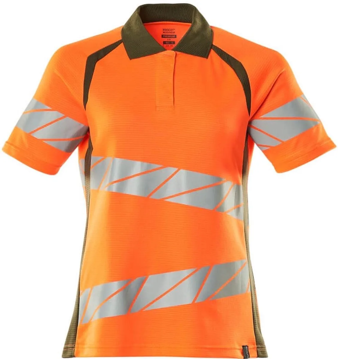 Accelerate Safe Poloshirt 19093-771 - hi-vis oranje/mosgroen fra Mascot, Hi-vis oranje, Mosgroen, XXL – produktbillede