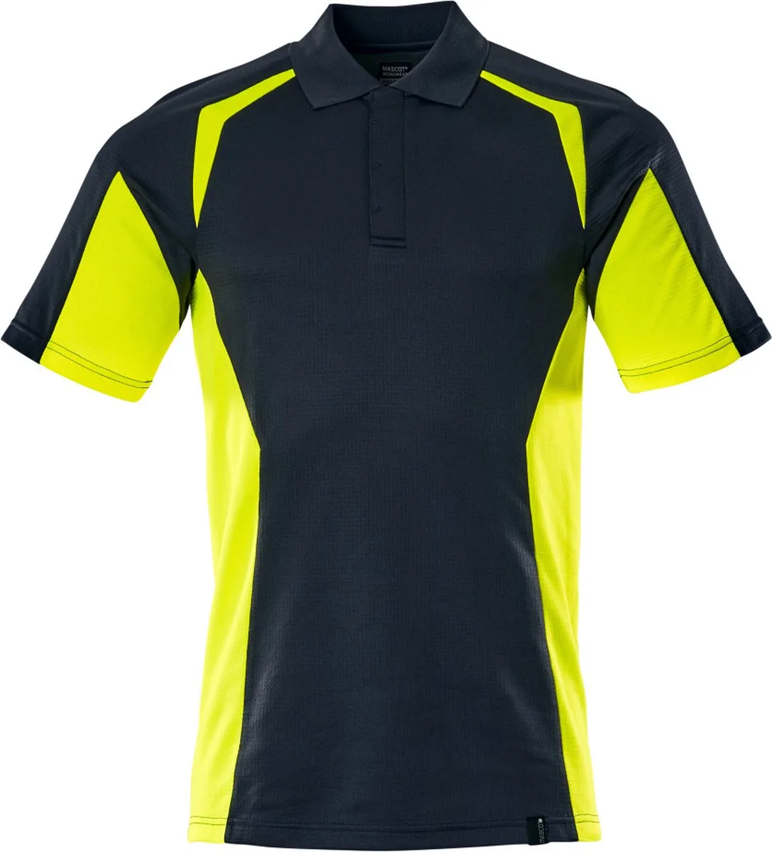 Accelerate Safe Poloshirt 22083-771 - donkermarine/hi-vis geel fra Mascot, Donkermarine, Hi-vis geel, XXL – produktbillede