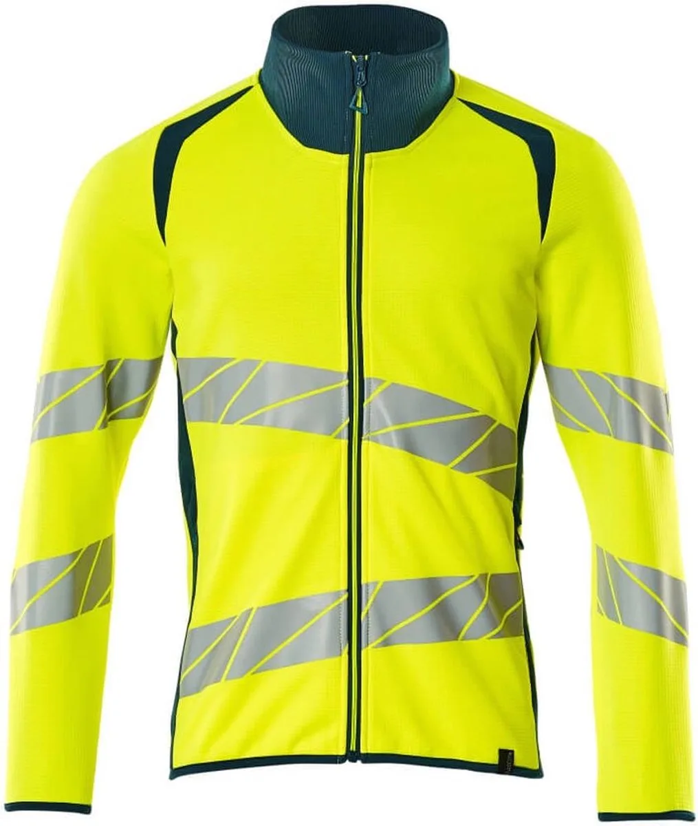 Accelerate Safe Sweatshirt met rits 19184-781 - hi-vis geel/donkerpetrol de Mascot, Hi-vis geel, Donkerpetrol, XL – image du produit