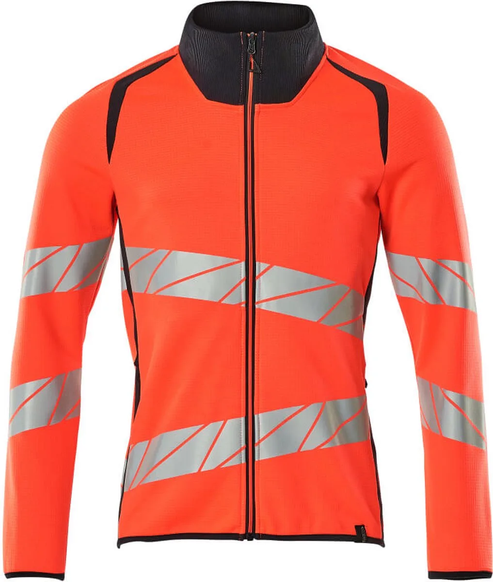 Accelerate Safe Sweatshirt met rits 19184-781 - hi-vis rood/donkermarine von Mascot, Hi-vis rood, Donkermarine, M – Produktbild