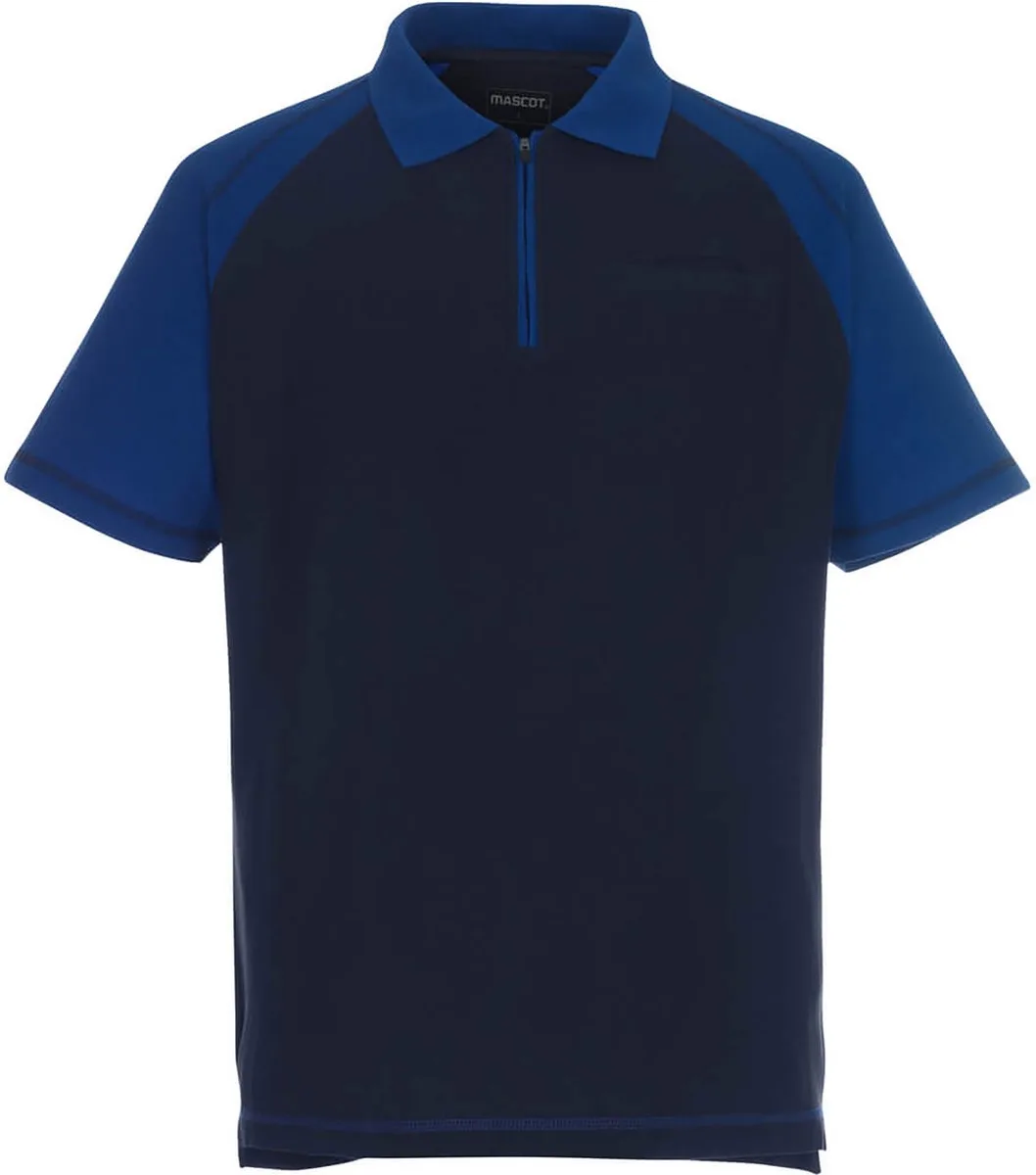 Bianco Polo T-Shirt | M | Zwart/Blauw - Werkshirt van Mascot, Blauw – productafbeelding