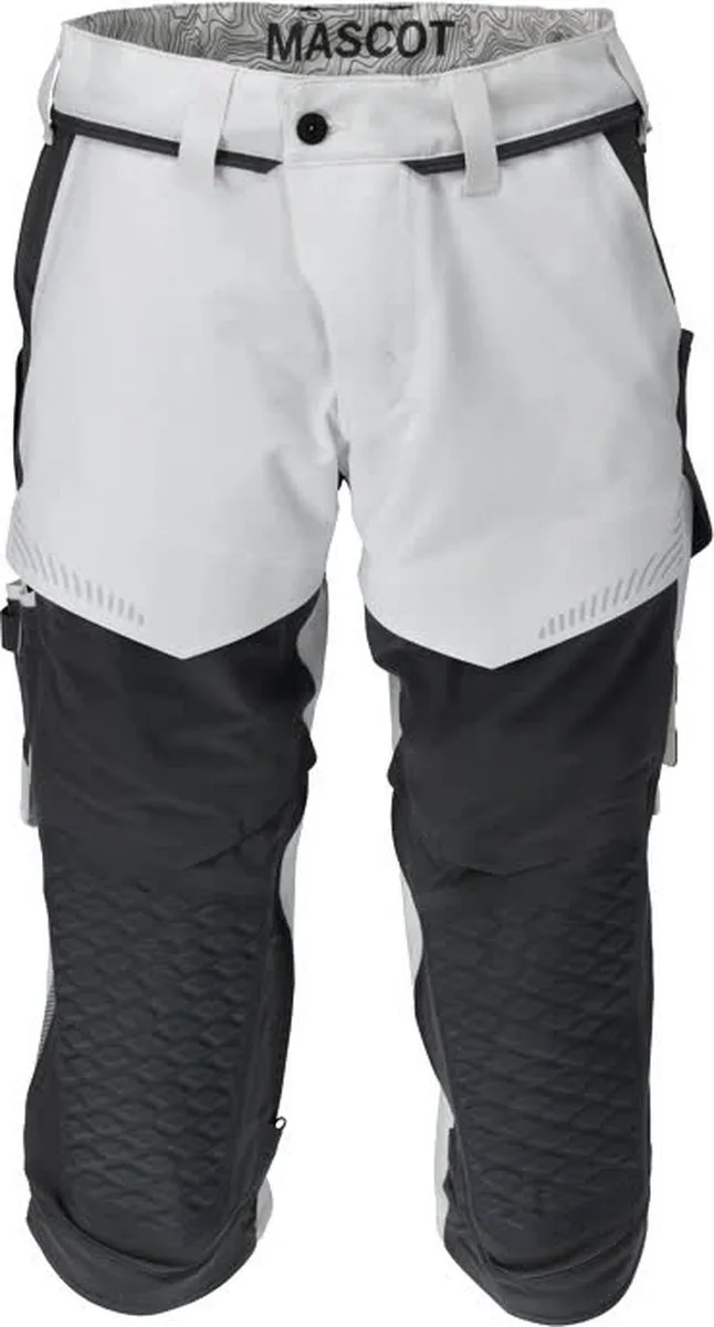 Customized Driekwart broek met kniezakken 22249-605 - wit/steengrijs van Mascot, Wit, Steengrijs, C44 – productafbeelding