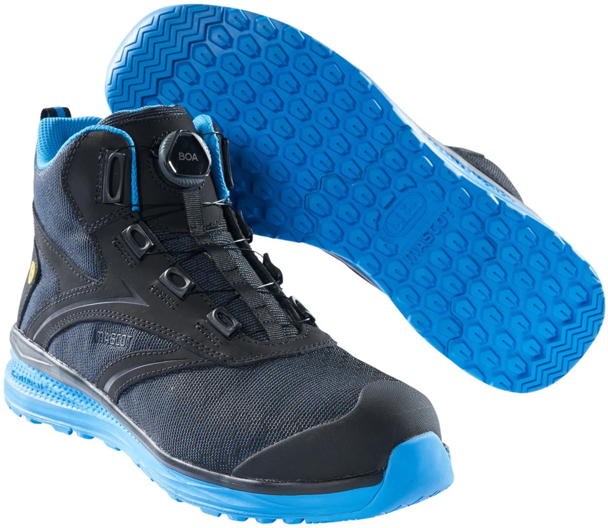Footwear Carbon Veiligheidsschoenen hoog F0253-909 - Zwart/Korenblauw van Mascot, Zwart, Korenblauw, 45 – productafbeelding
