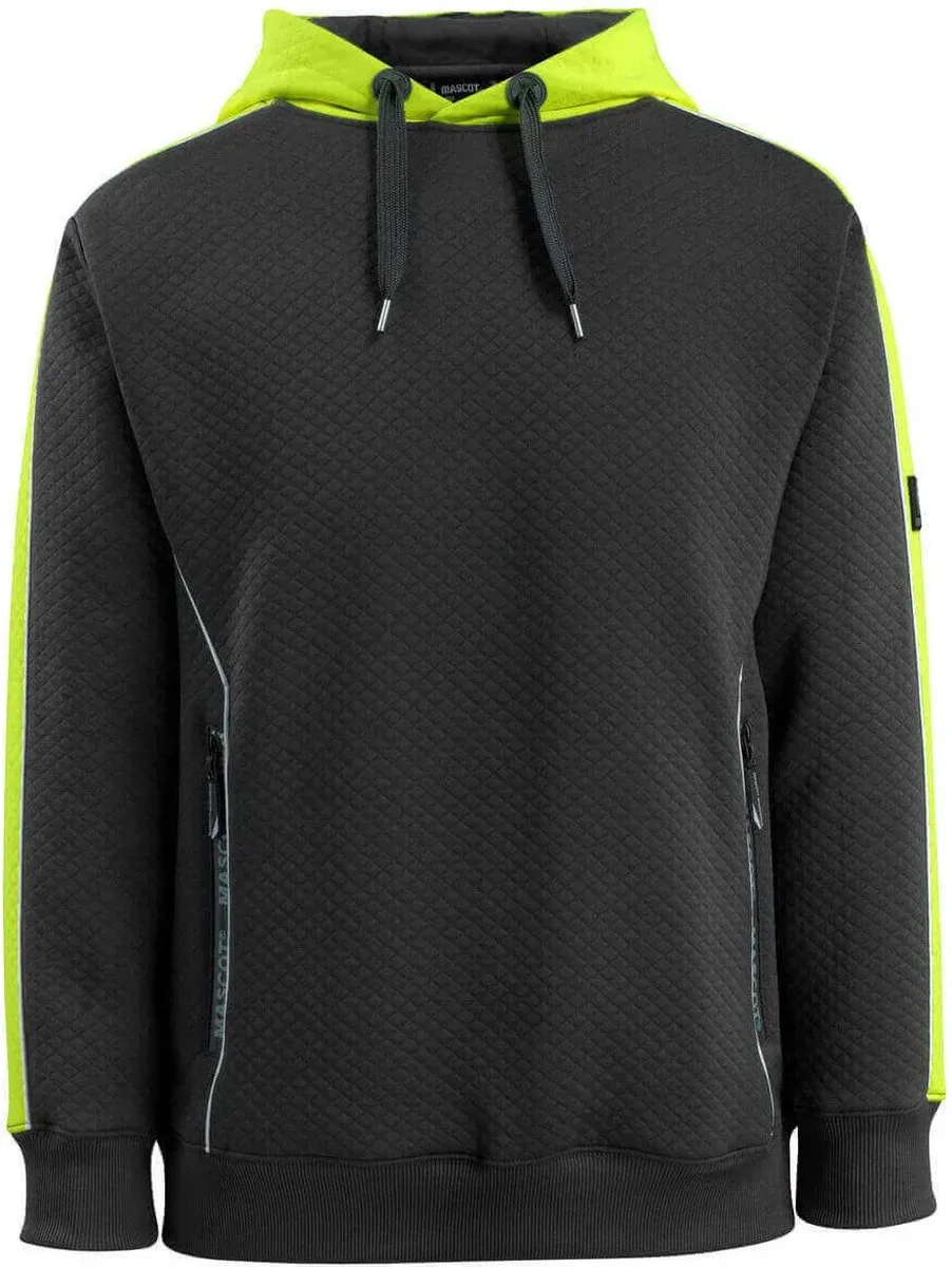 Motril Work Hoodie 50124-932 - 0917 Hardwear ZWART/HI-VIS GEEL SWEATSHIRT MET CAPUCHON de Mascot, Noir, Neon geel, XL – image du produit