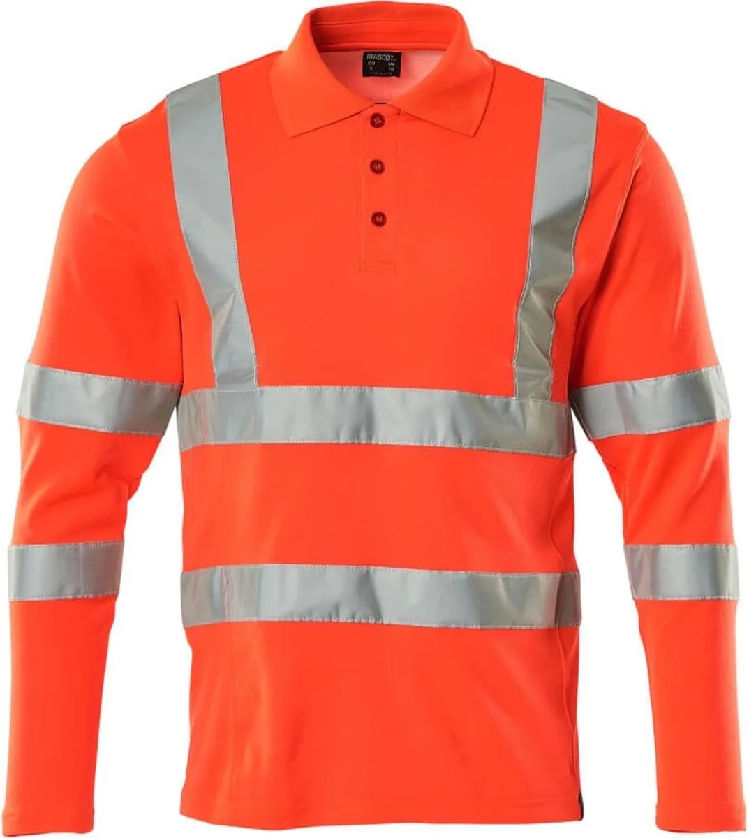 Safe Classic Poloshirt, met lange mouwen 18283-995 - Hi-Vis rood van Mascot, Hi-Vis rood, XXL – productafbeelding
