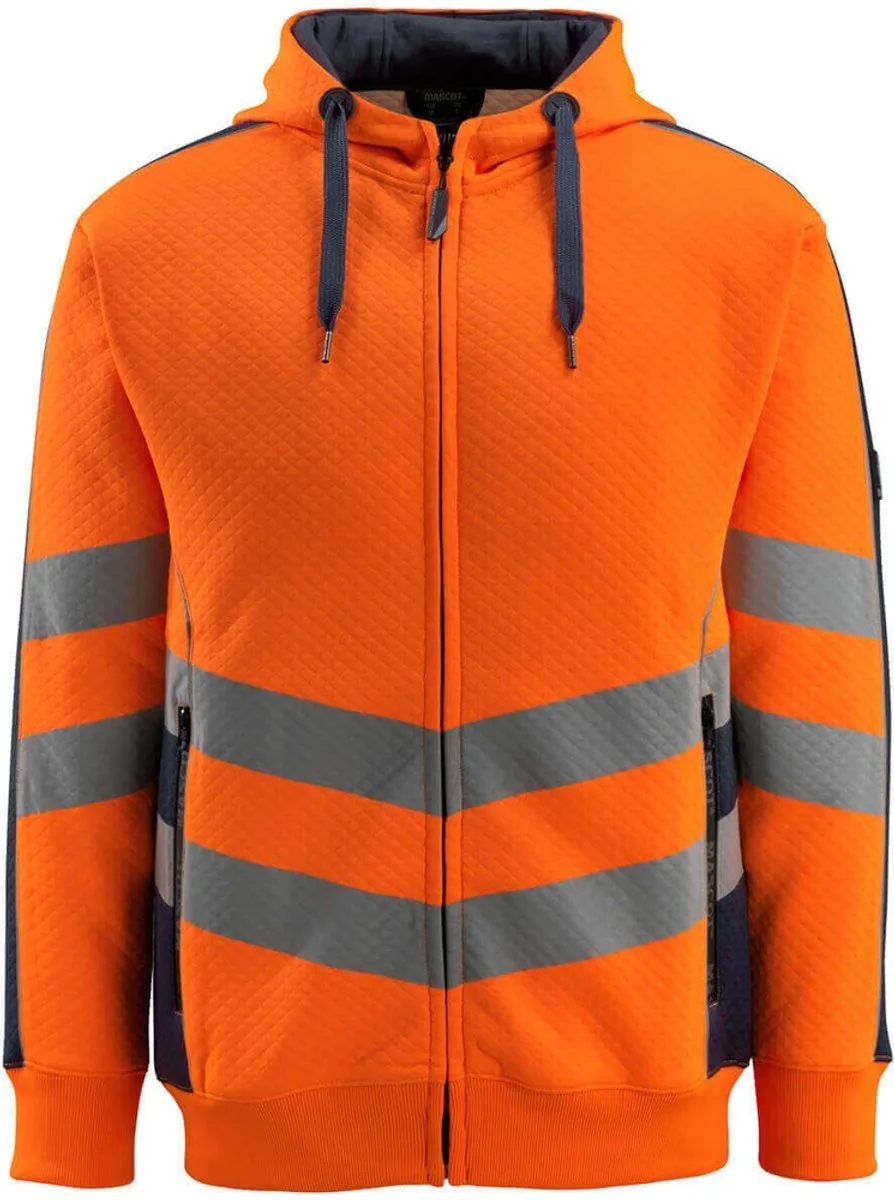 Safe Supreme Capuchontrui met rits 50138-932 - hi-vis oranje/donkermarine von Mascot, Hi-vis oranje, Donkermarine, XXL – Produktbild