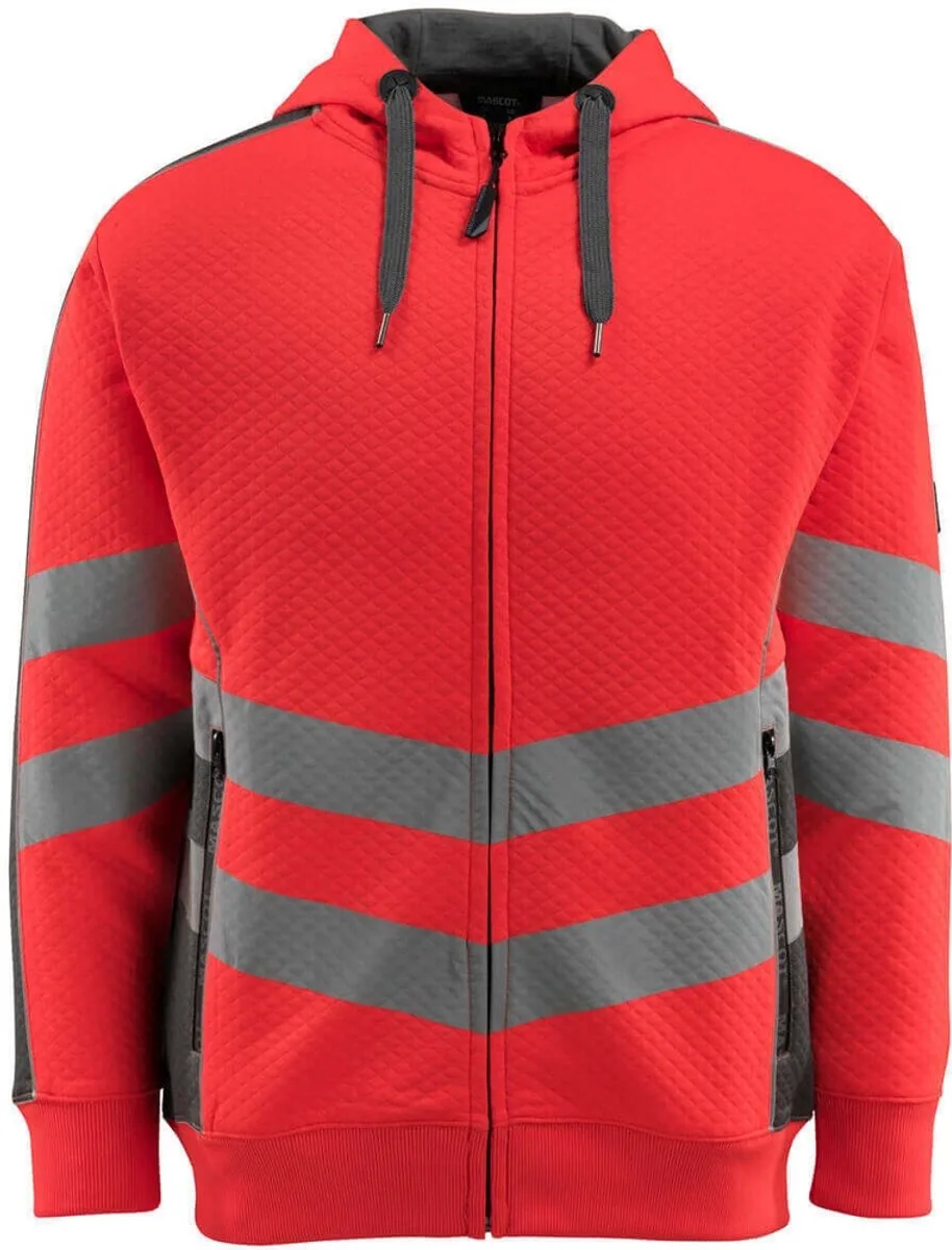 Safe Supreme Capuchontrui met rits 50138-932 - hi-vis rood/donkerantraciet fra Mascot, Hi-vis rood, Donkerantraciet, XXL – produktbillede