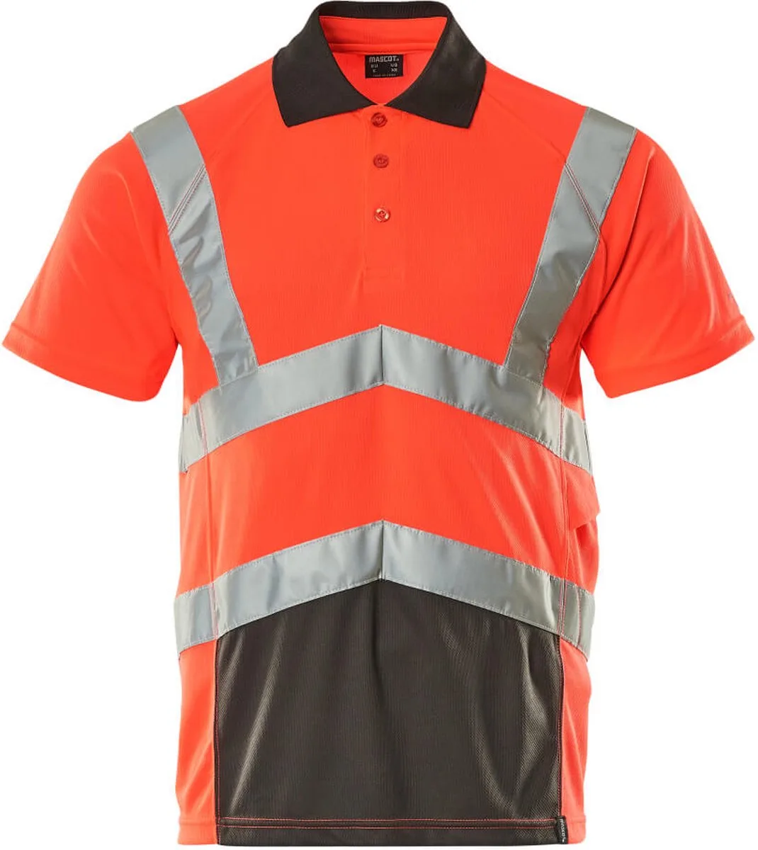 Safe Young Poloshirt 50117-949 - hi-vis rood/donkerantraciet von Mascot, Hi-vis rood, Donkerantraciet, XXL – Produktbild