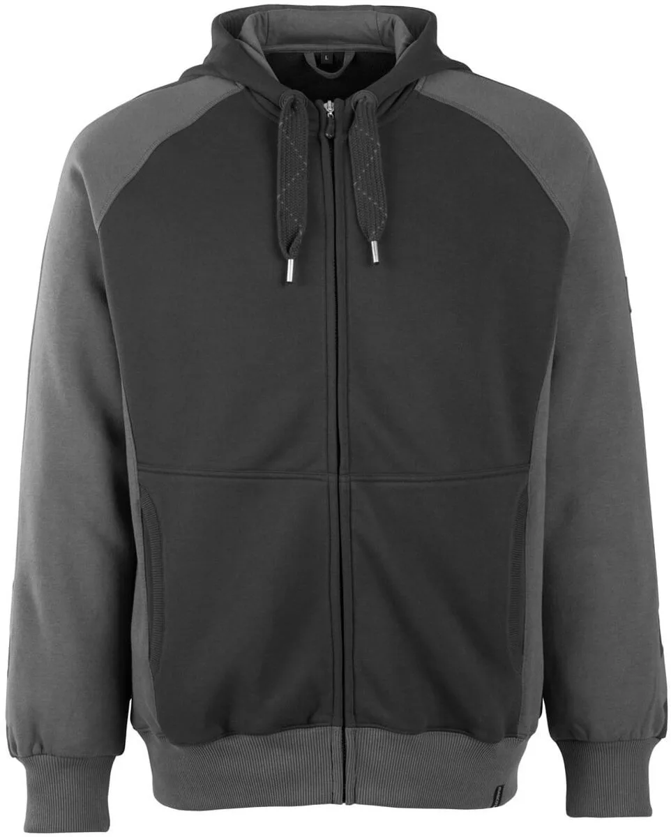 Unique Capuchontrui met rits 50566-963 - zwart/donkerantraciet von Mascot, Schwarz, Donkerantraciet, XS – Produktbild