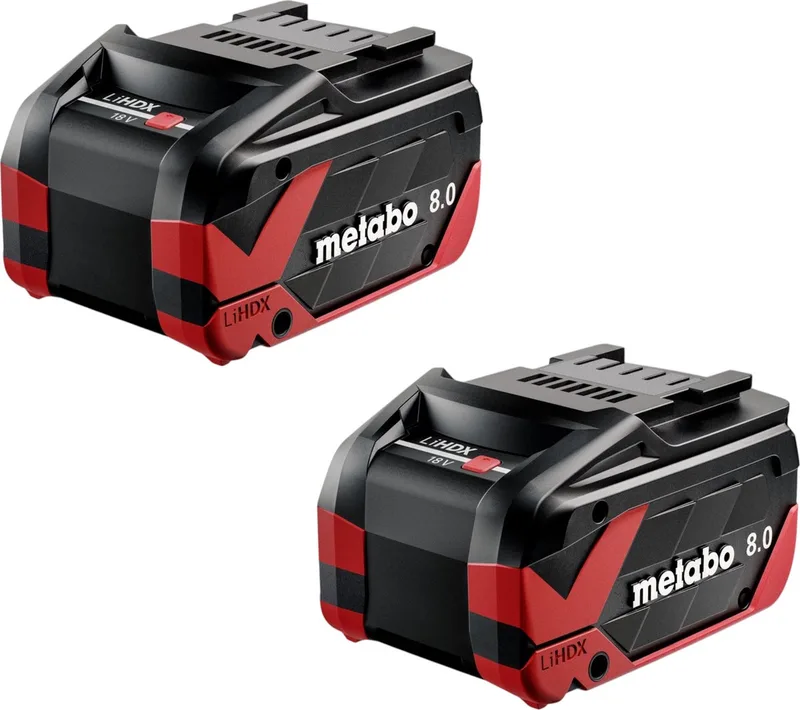 2x LiHDX accupack 18 V 8.0 Ah CAS Li-Ion accu ( 2x 624975000 ) de Metabo – image du produit