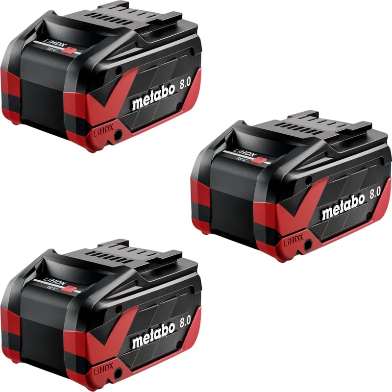 3x LiHDX accupack 18 V 8.0 Ah CAS Li-Ion accu ( 3x 624975000 ) by Metabo – product image