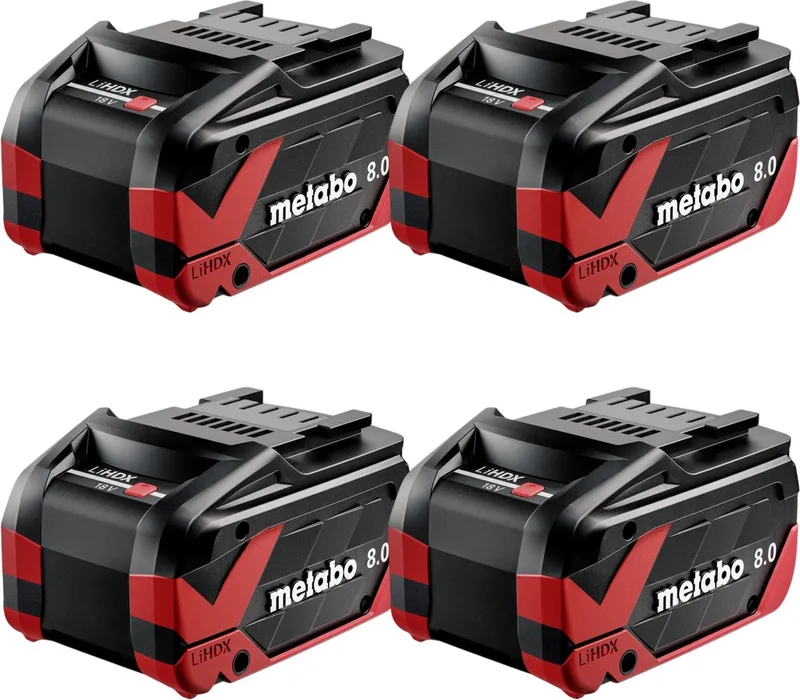4x LiHDX accupack 18 V 8.0 Ah CAS Li-Ion accu ( 4x 624975000 ) von Metabo – Produktbild