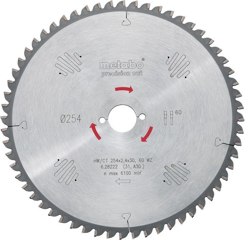 628046000 Cirkelzaagblad HW/CT - 250 x 30mm - 42 WZ von Metabo – Produktbild