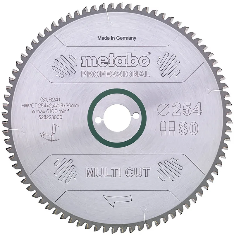 628223000 Multi Cut Cirkelzaagblad - 254 x 30 x 80T Hout / Epoxy / Aluminium / Kunststof by Metabo – product image