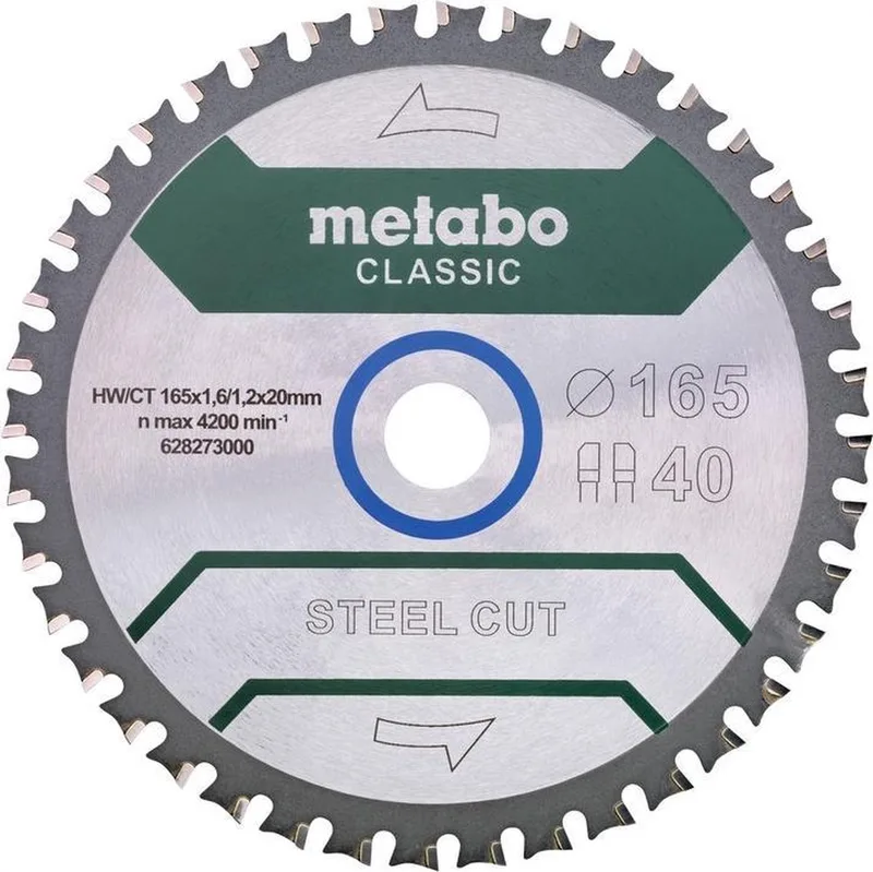 628651000 Steel Cut Cirkelzaagblad - 165 x 20 x 40T - Metaal de Metabo – image du produit