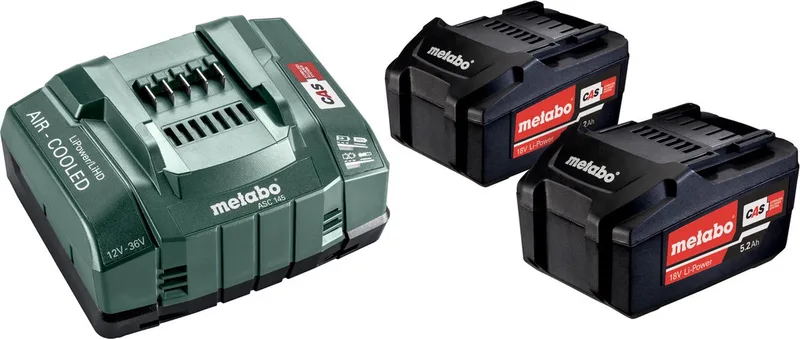 685051000 18V Li-Ion accu starterset (2x 5.2Ah) + lader de Metabo – image du produit