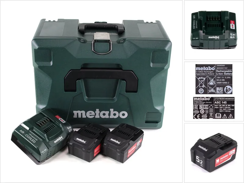 685065000 18V Li-Ion accu starterset (2x 5.2Ah) + lader in Metaloc de Metabo – image du produit