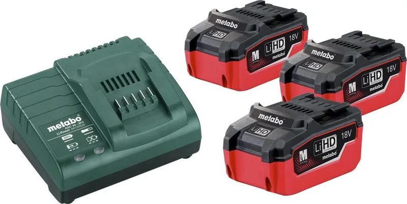 Metabo 18V batterisæt m/3 stk 5,5 Ah LiHD + oplader von Metabo – Produktbild