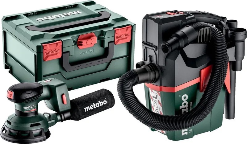 Accu Set | 18 V | SXA 18 LTX 125 BL Accu-Excenterschuurmachine + AS 18 L PC Compact Accu-Alleszuiger | In Metabox 215 by Metabo – product image