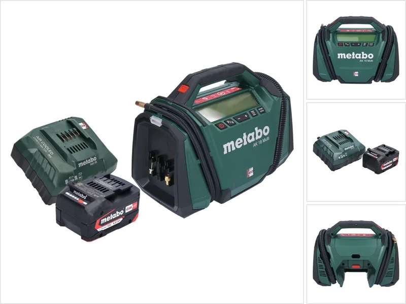 AK 18 Multi accucompressor 18 V 11 bar + 1x accu 4,0 Ah + oplader by Metabo, Green – product image