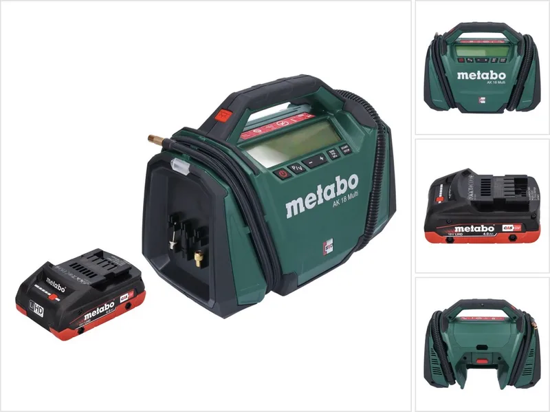 AK 18 Multi accucompressor 18 V 11 bar + 1x accu 4.0 Ah - zonder lader by Metabo, Green – product image