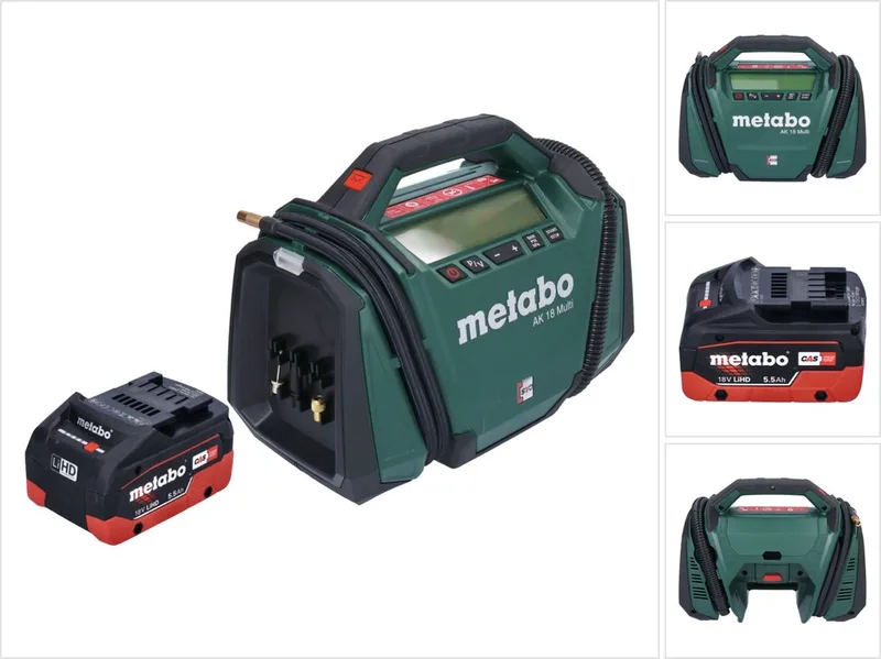 AK 18 Multi accucompressor 18 V 11 bar + 1x oplaadbare accu 5,5 Ah - zonder oplader von Metabo, Grün – Produktbild
