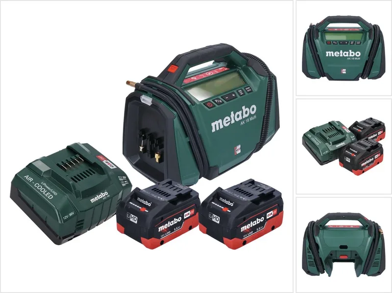 AK 18 Multi accucompressor 18 V 11 bar + 2x oplaadbare accu 5,5 Ah + lader fra Metabo, Sort – produktbillede