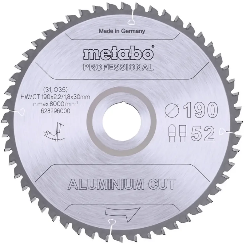 ALUMINIUM CUT PROFESSIONAL 628296000 Kreissägeblatt 190 x 30 x 1.8 mm Zähneanzahl: 52 1 St. från Metabo – produktbild