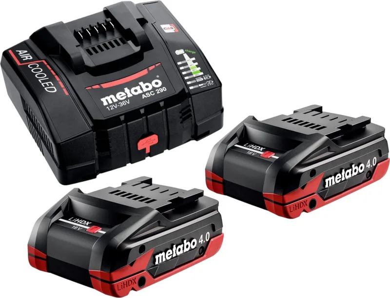 basisset 2x LiHDX accupack 18 V 4.0 Ah accu ( 2x 624974000 ) + ASC 290 lader ( 627370000 ) de Metabo – image du produit
