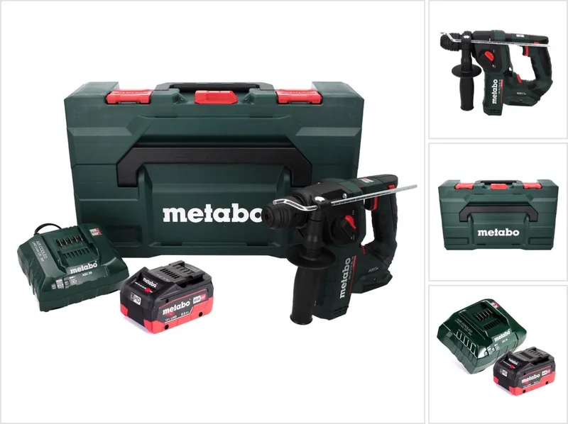 BH 18 LTX BL 16 accuboormachine 18 V 1,3 J SDS-plus Brushless + 1x accu 8,0 Ah + oplader + MetaBOX de Metabo – image du produit