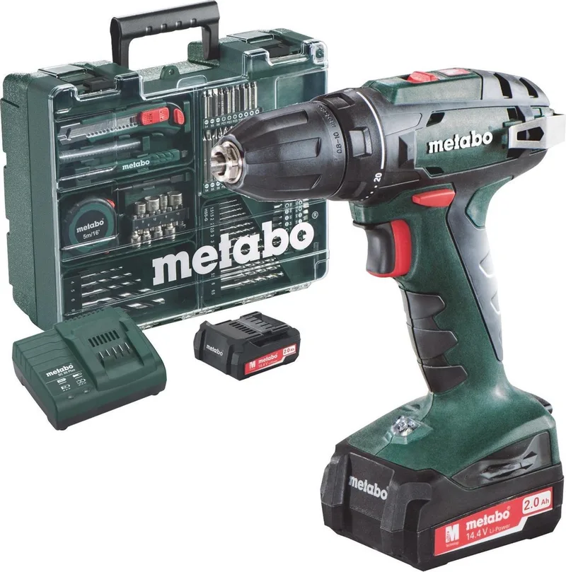 BS 14.4 Set 14.4V Li-Ion accu boor-/schroefmachine set (2x 2.0Ah accu) in koffer incl. 73 delige accessoire set von Metabo – Produktbild