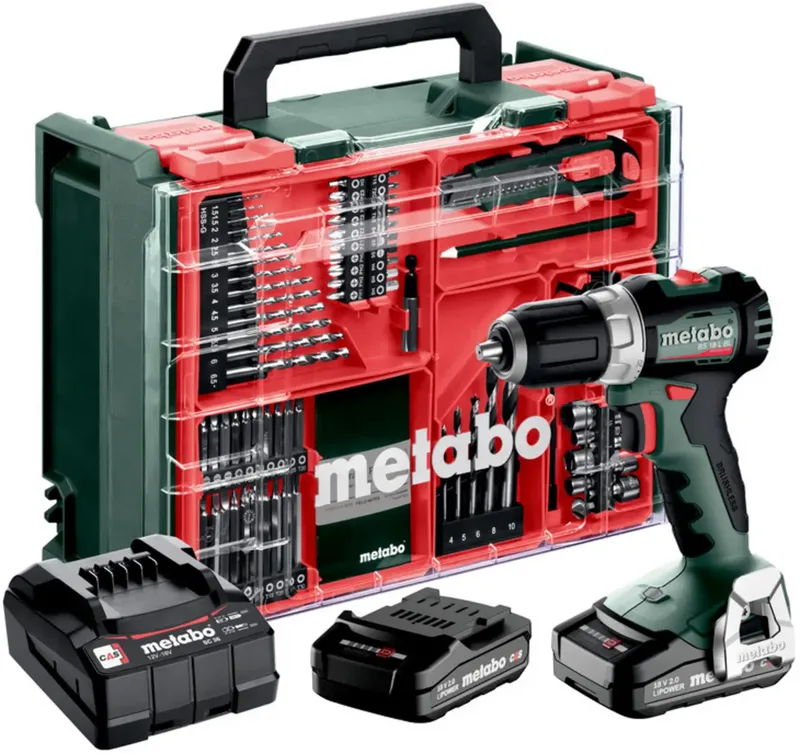 BS 18 L BL Set 613155710 Akku-Bohrschrauber 18 V 2 Ah Li-Ion inkl. 2. Akku, bürstenlos, inkl. Koffer, inkl. Ladegerät, mit Zubehör von Metabo – Produktbild
