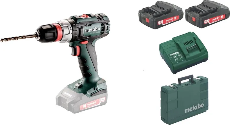 BS 18 L QUICK 18V Li-Ion accu Boor-/schroefmachine set (2x 2Ah accu) in koffer von Metabo – Produktbild